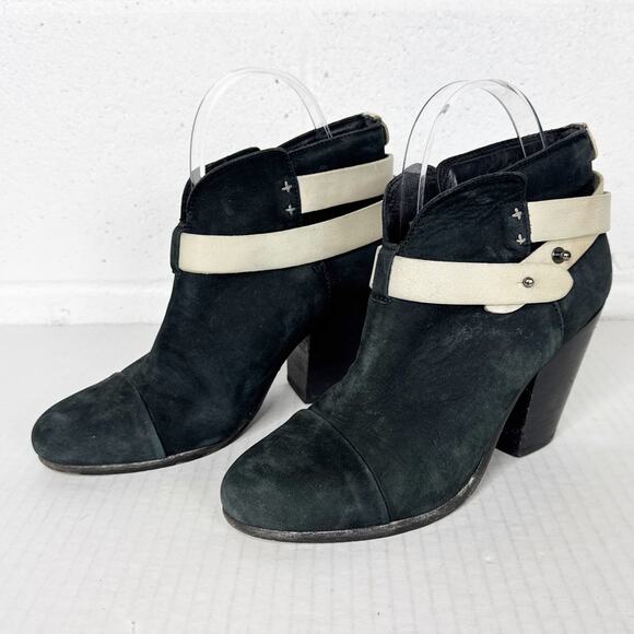 Rag and Bone Boots Womens Size 37 Black Suede Stacked Heel Ankle Booties - Picture 3 of 13